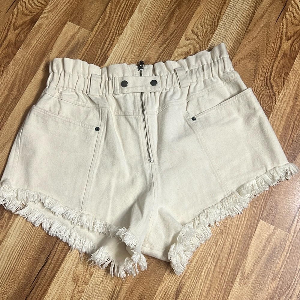 SEA New York off White /Cream Denim Frayed Ruffle Shorts size 12